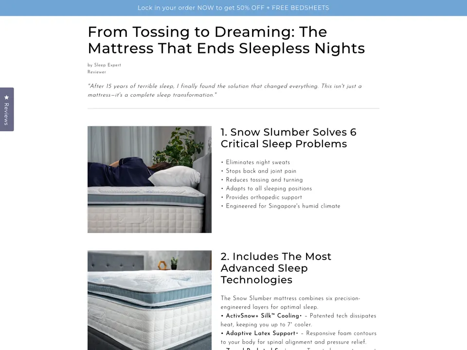 Snow Slumber page we built